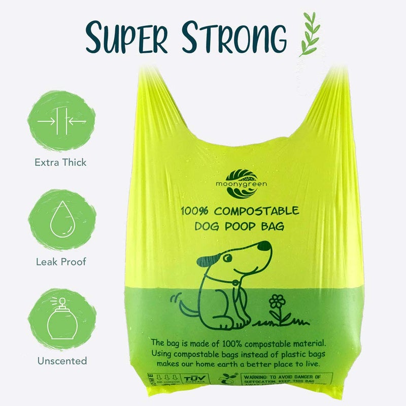 moonygreen Dog Poop Bag, Compostable Cat Litter Bags with Easy-Tie Handles, Eco-Friendly Pet Waste Bags, Unscented, Vegetable-Based, Extra Thick, Leak Proof, Fits for Dogs and Cat Scoops, 60 Counts - Image 4